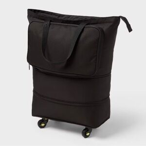 Brightroom New Black Collapsible Rolling Storage Tote